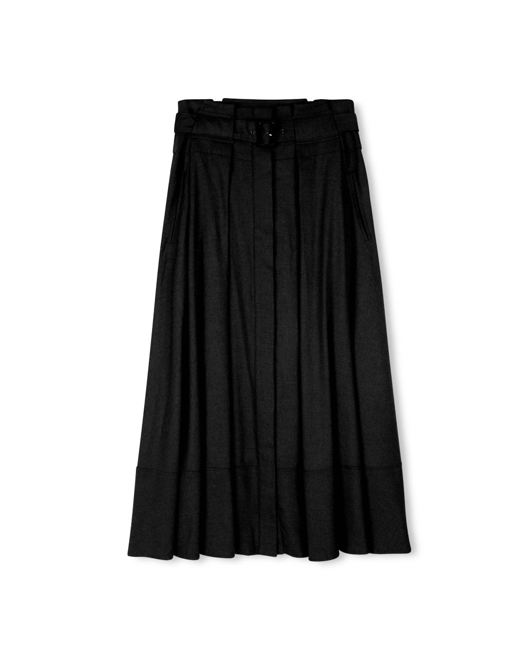 WIDE BELT WOOL SKIRT