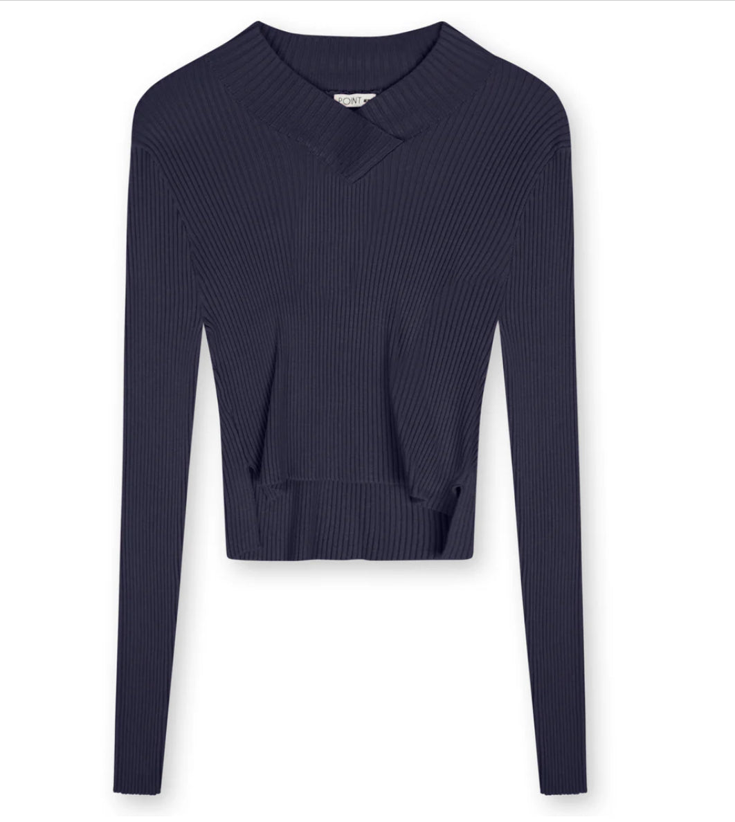 POINT V-NECK CROPPED SWEATER