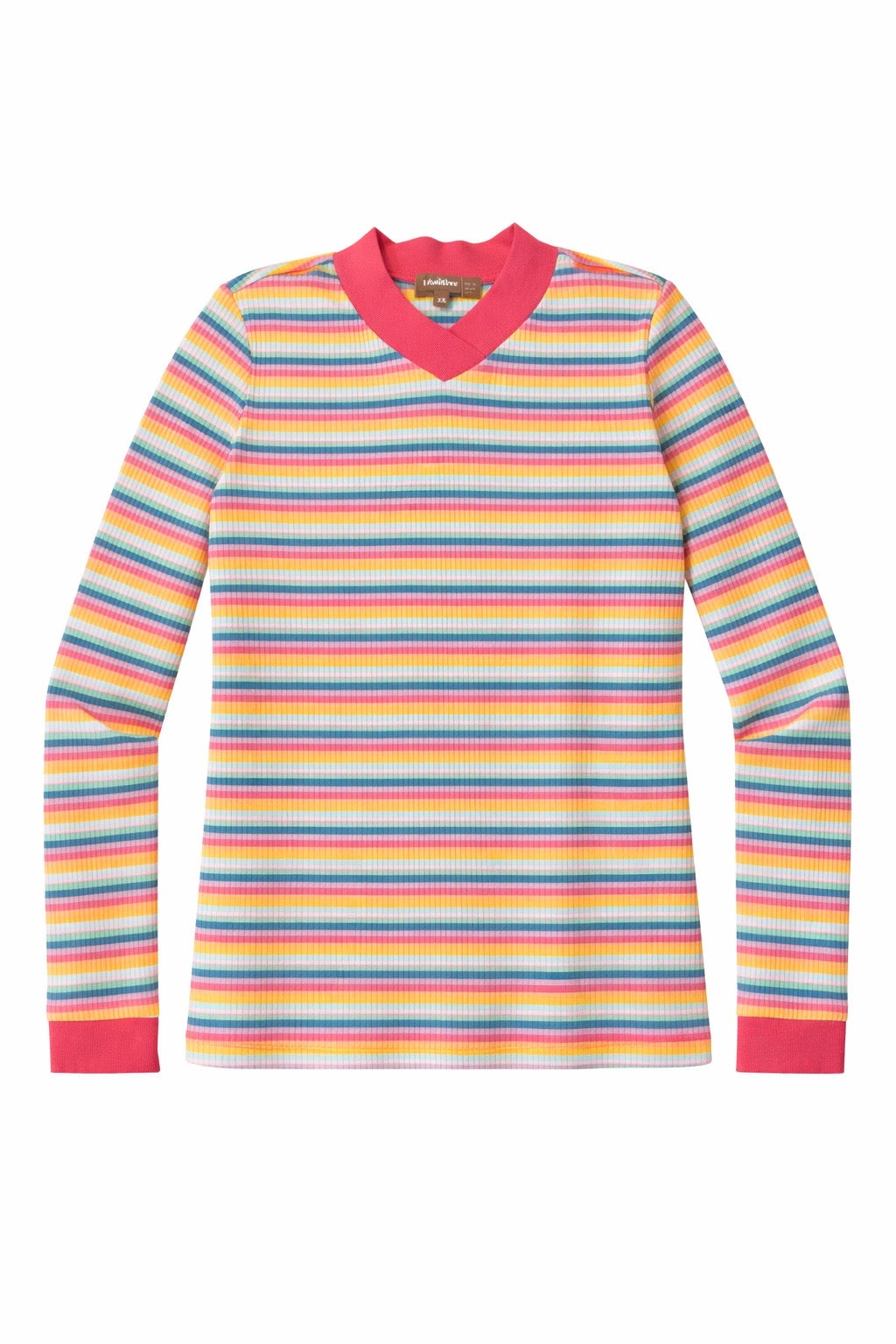 STRIPED RAINBOW V-NECK TEE