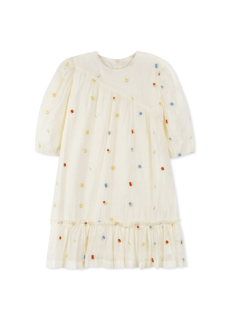 EMBROIDERY CHERRY TIERED DRESS