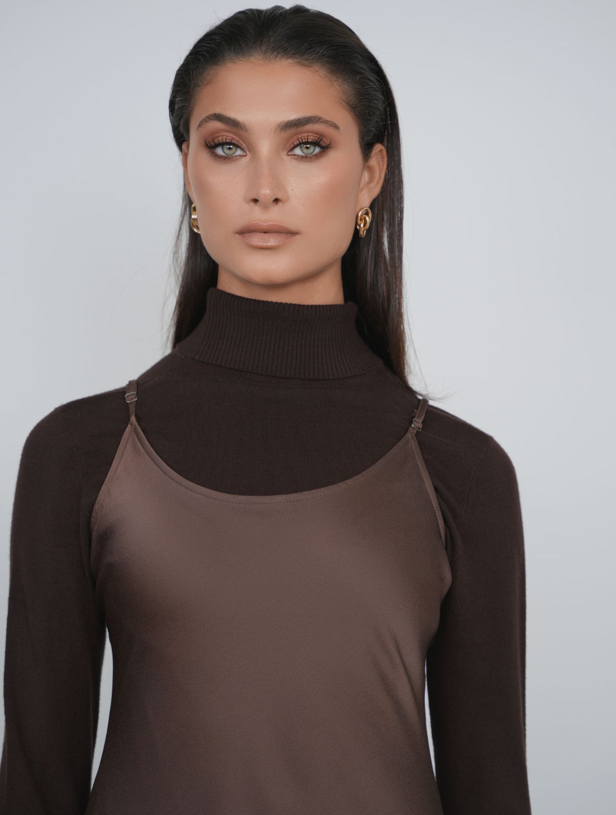 POINT SATIN A-LINE SLIP DRESS