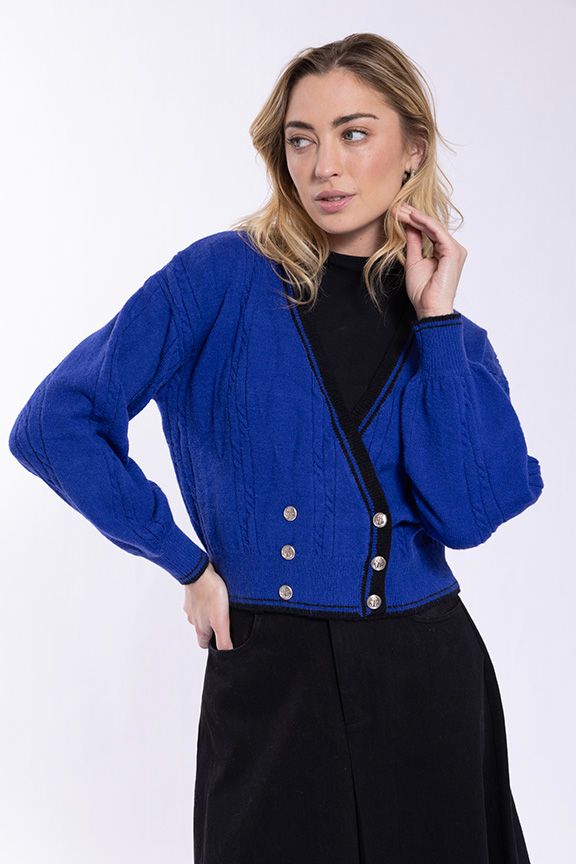 DOUBLE BREASTED VARSITY CARDI