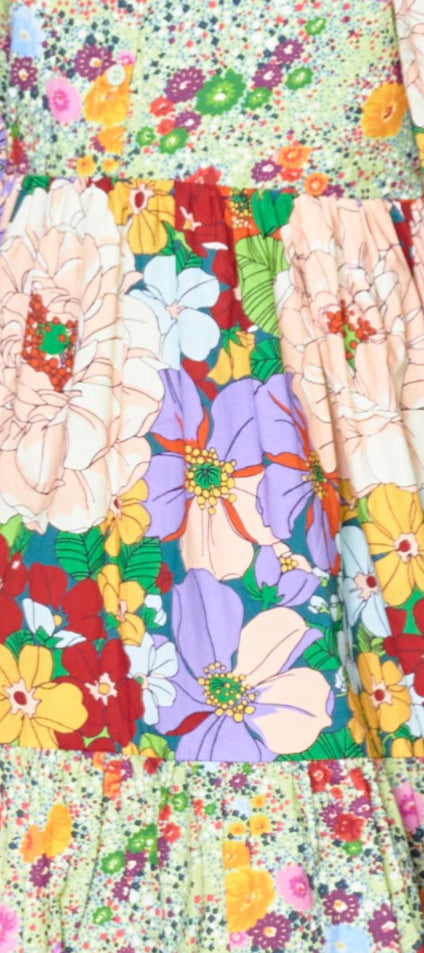 MULTICOLOR TIERED FLORAL DRESS