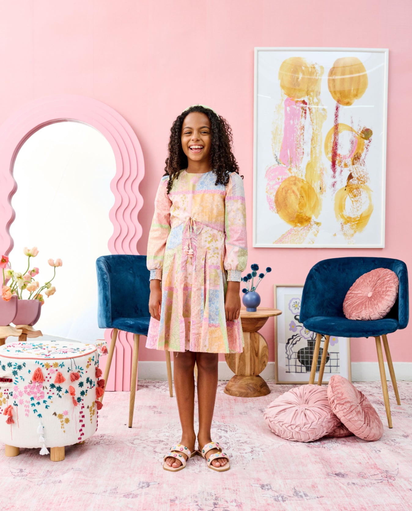 pink patchwork dress PASTEL PATCHWORK DRESS