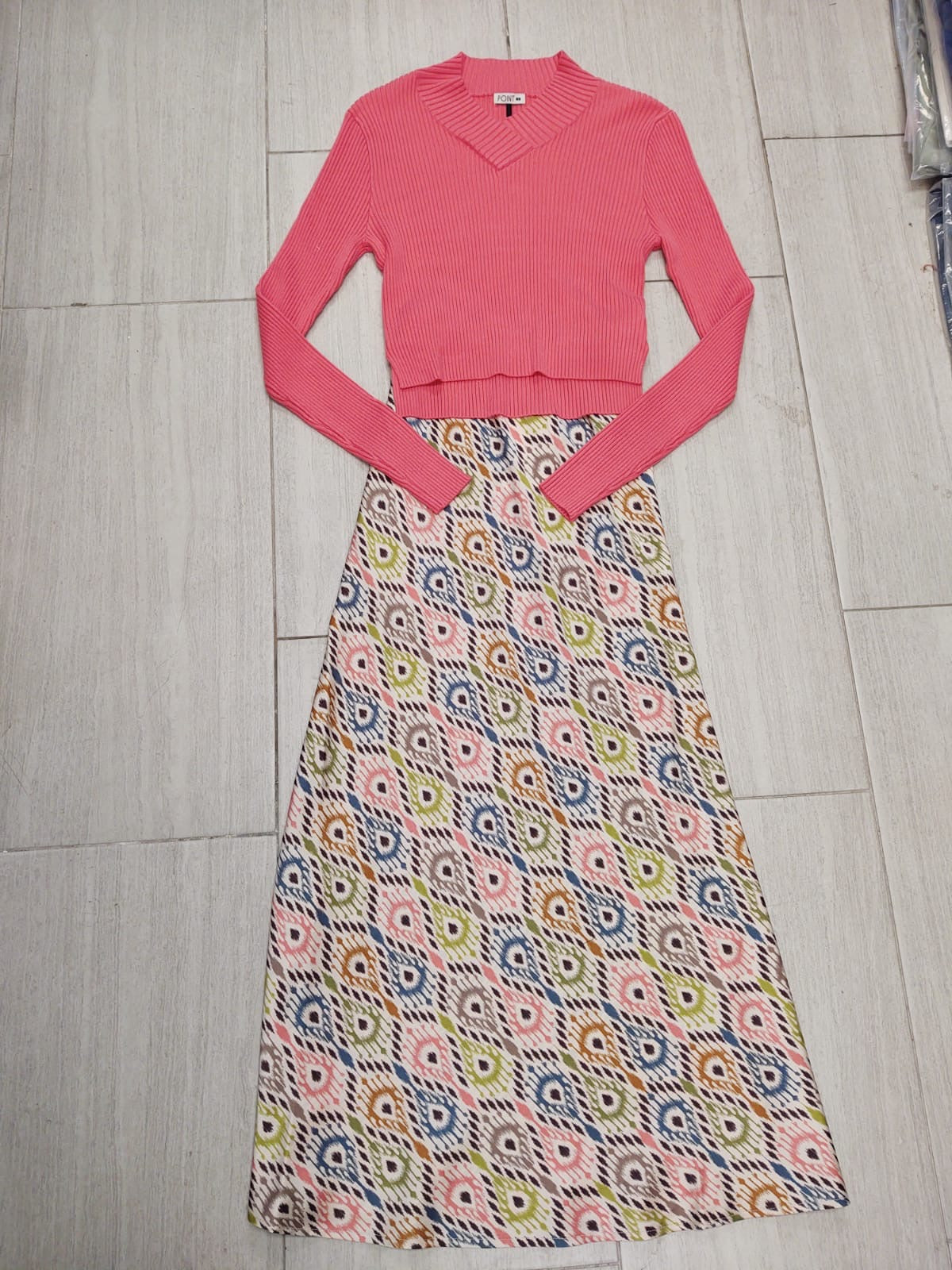 MAXI SKIRT WITH PRINTED FABRIC