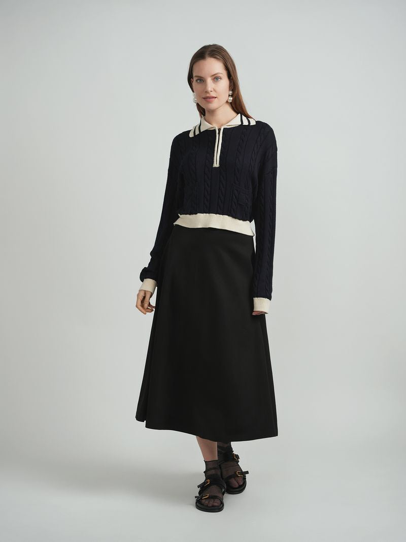 HENLEY CABLE SWEATER
