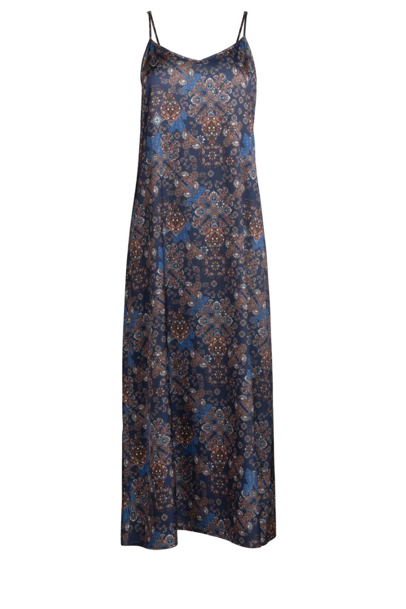 POINT SATIN A-LINE SLIP DRESS
