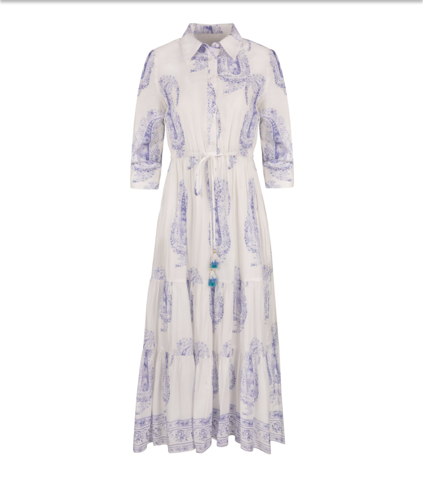 WAISTED PRINTED MAXI DRESS