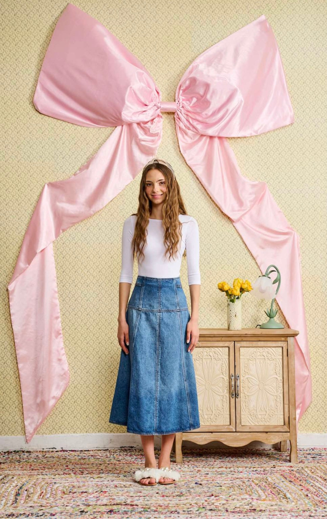 DENIM PLANELED A-LINE SKIRT