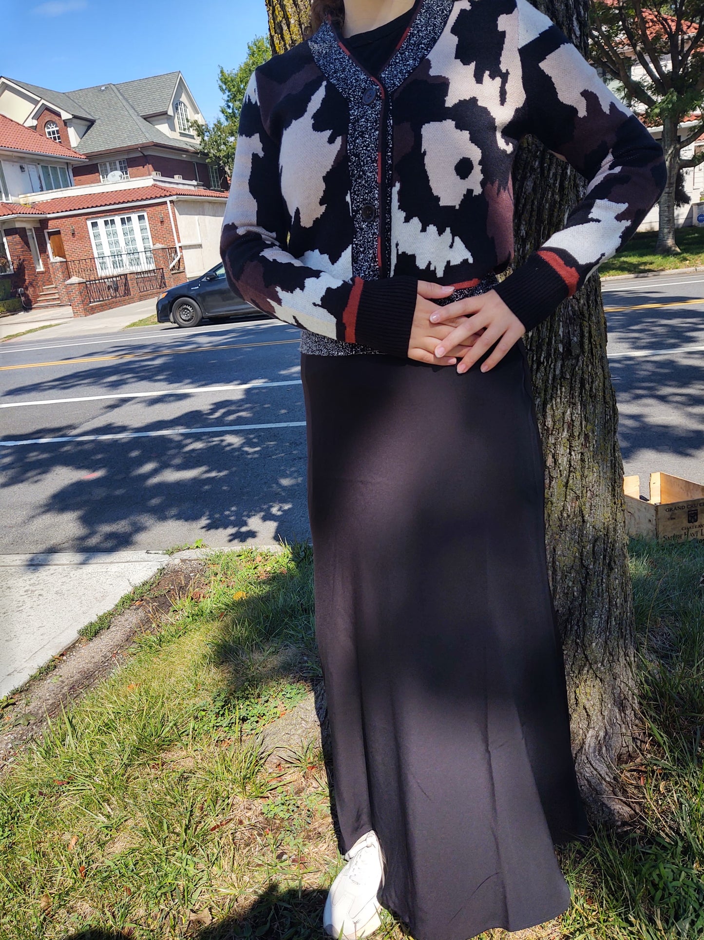 PRINTED KNIT CARDIGAN