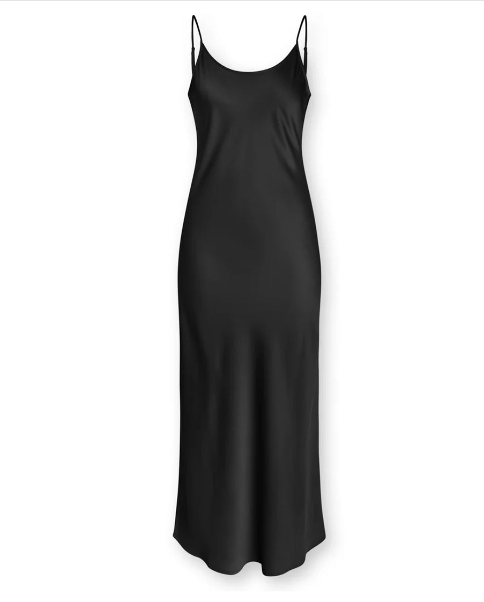 point satin slip dress Point Satin Straight Slip Dress Sheek
