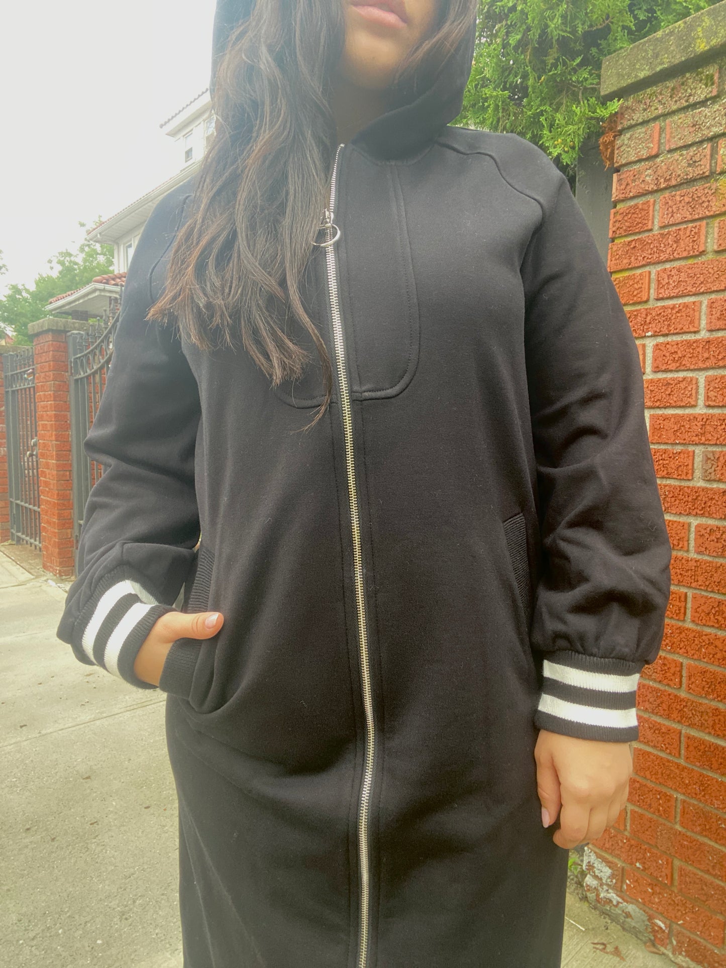 QUARTER ZIP SWEATSHIRT DRESS