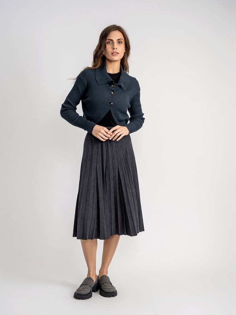 KNIT CARDI WITH COLLAR