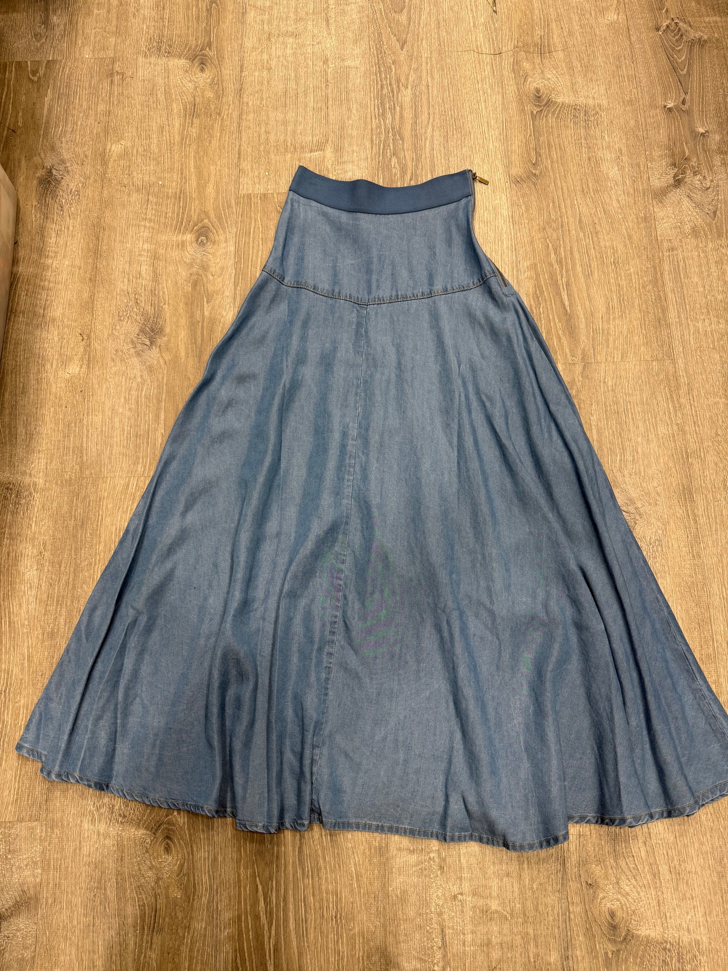 DENIM LONG FLARE SKIRT