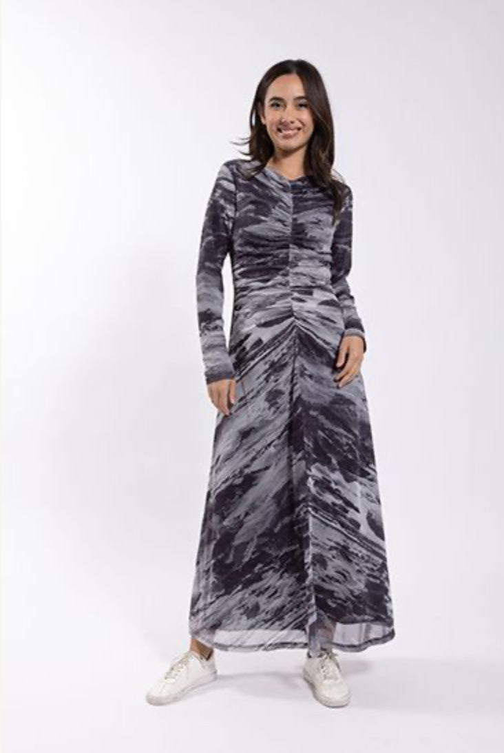 printed ruched dress Printed Strapless Slim Ruched Dress
