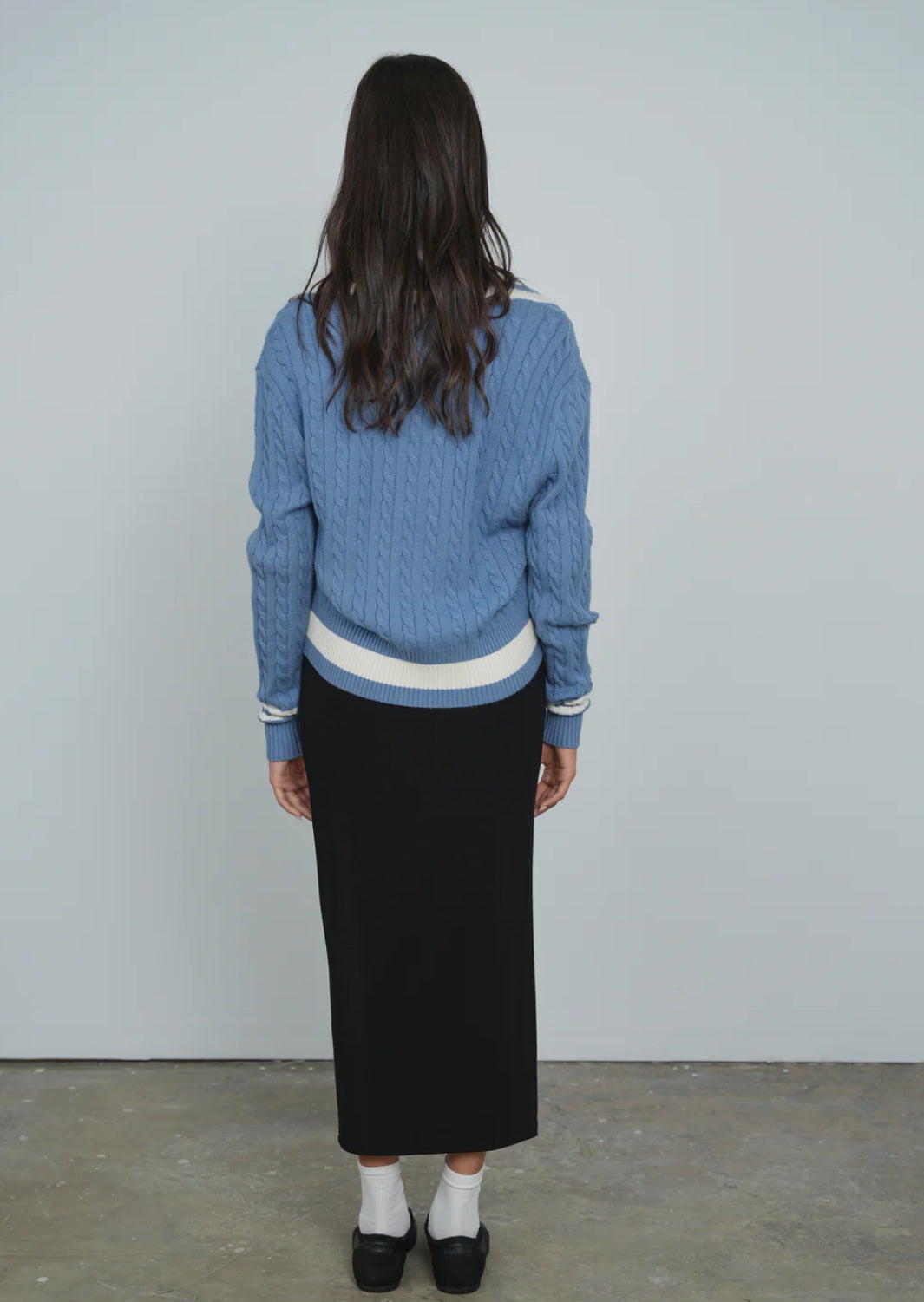 POINT CHUNKY KNIT VARSITY SWEATER