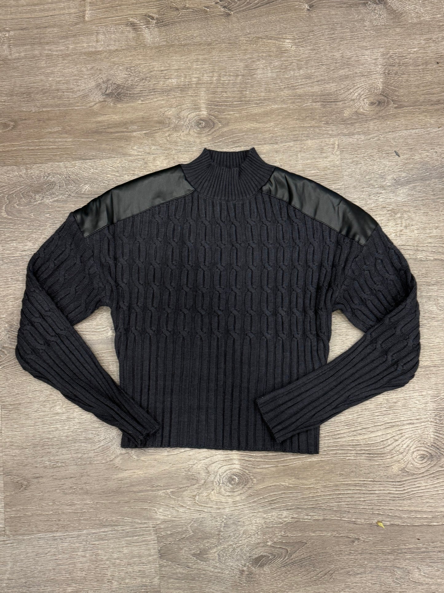 LEATHER COMBO SWEATER