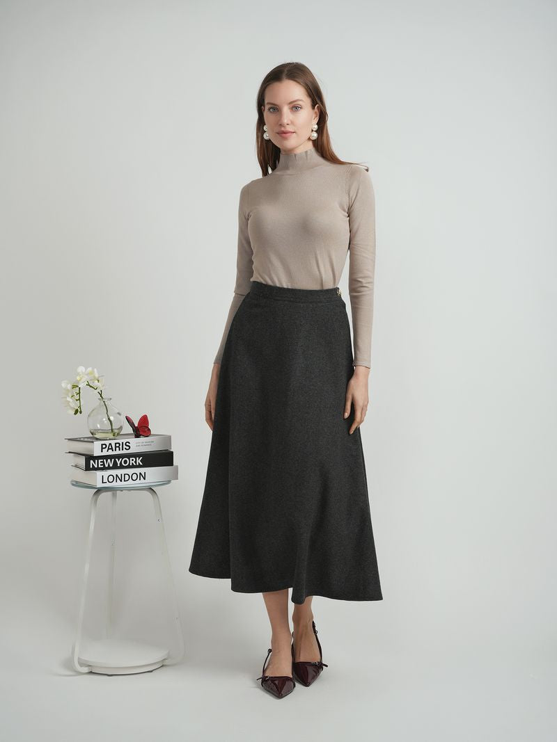 WOOL SIDE BUTTON SKIRT