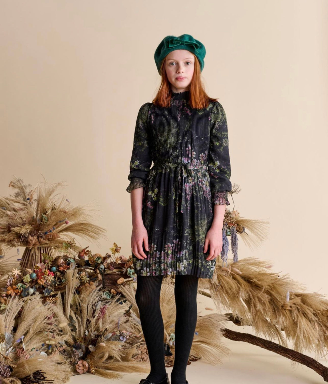 PLEATED CHIFFON DRESS