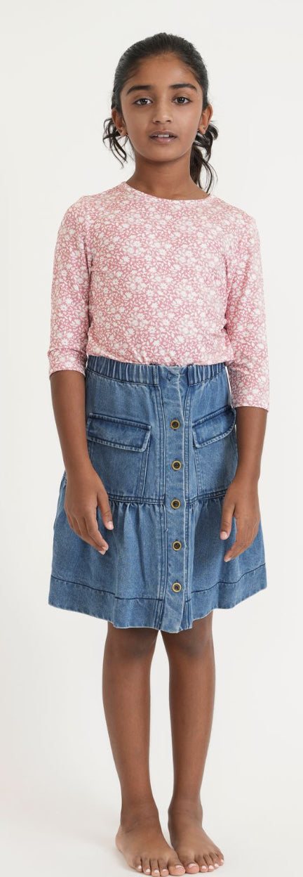 THE BRASS BUTTON DENIM SKIRT