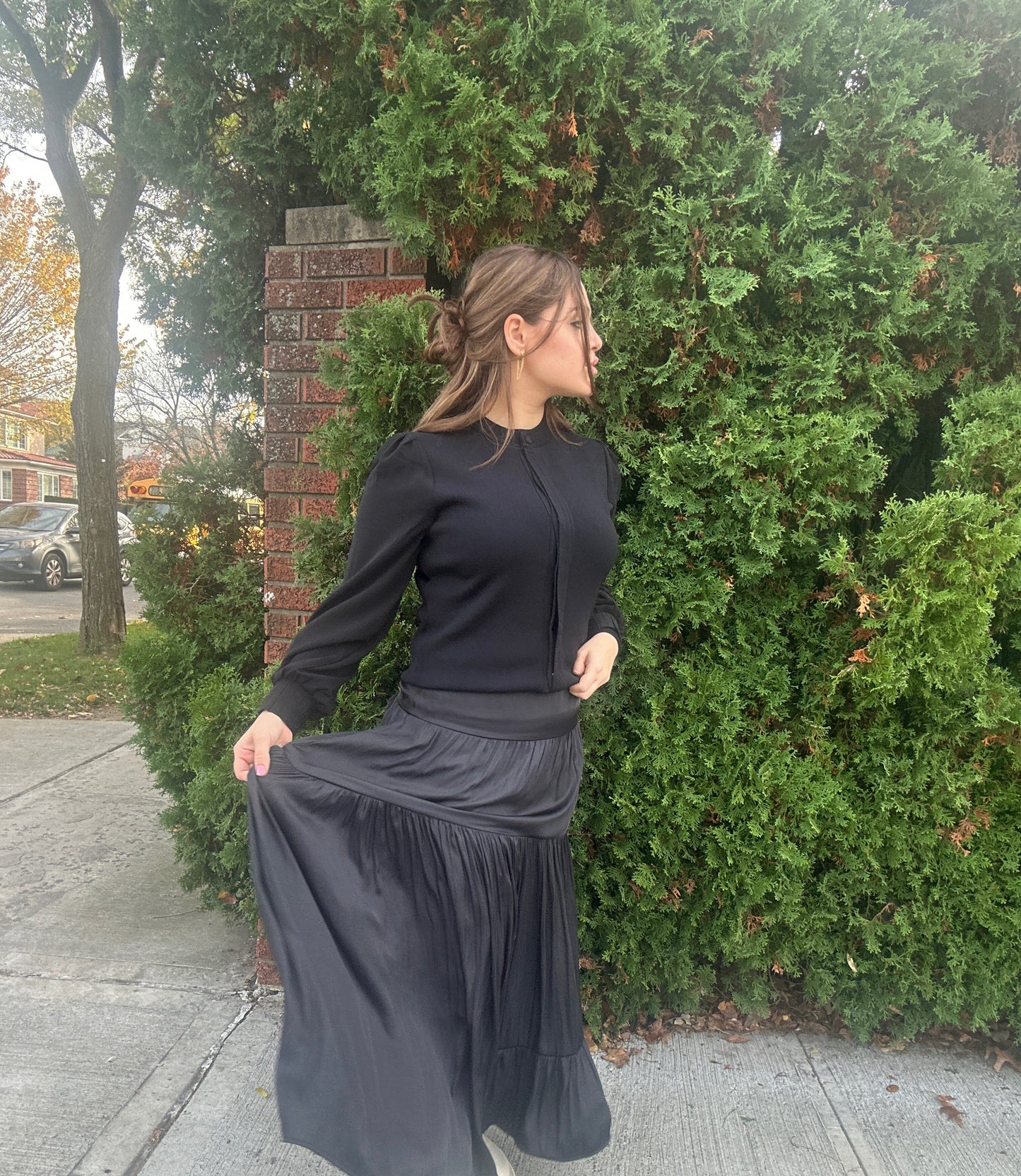 SHEER SLEEVE SWEATER