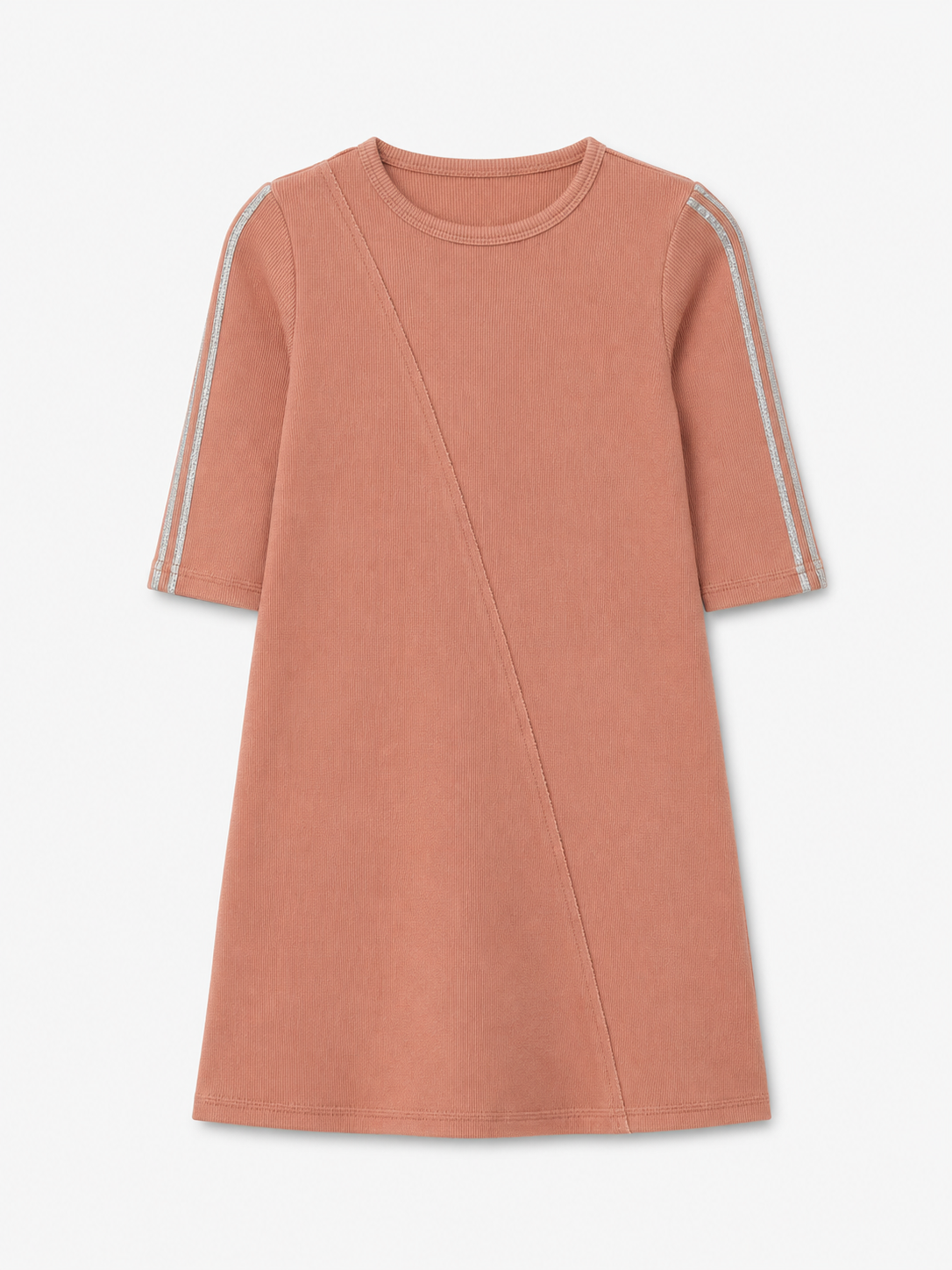 Flared Dress with Striped Band Trim