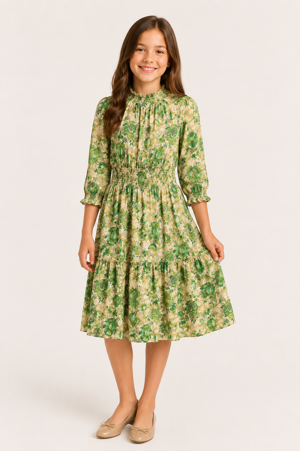 NATURES TIERED RUCHED DRESS