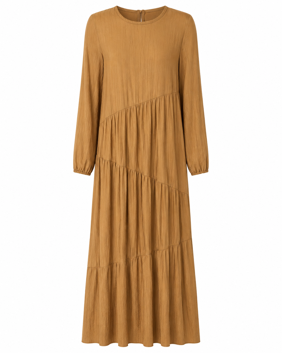 Crinkle Brown Dress With Zig Zag