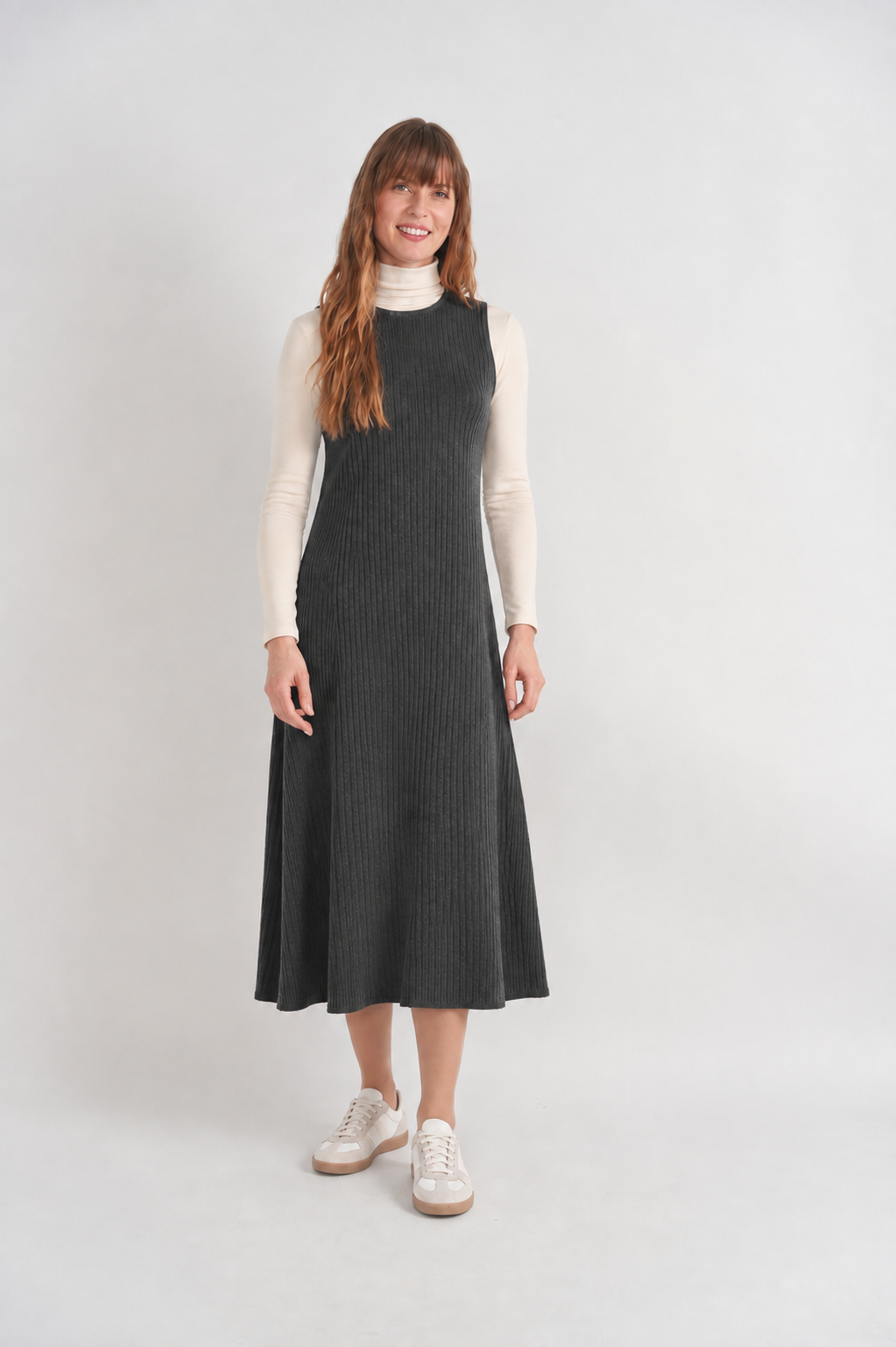 RIBBLED MIDI SWEATSHIRT JUMPER