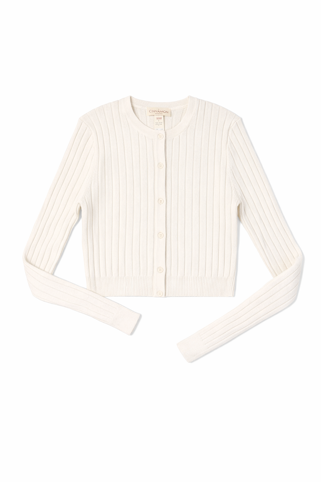 CINNAMON RIBBED CROPPED CARDI