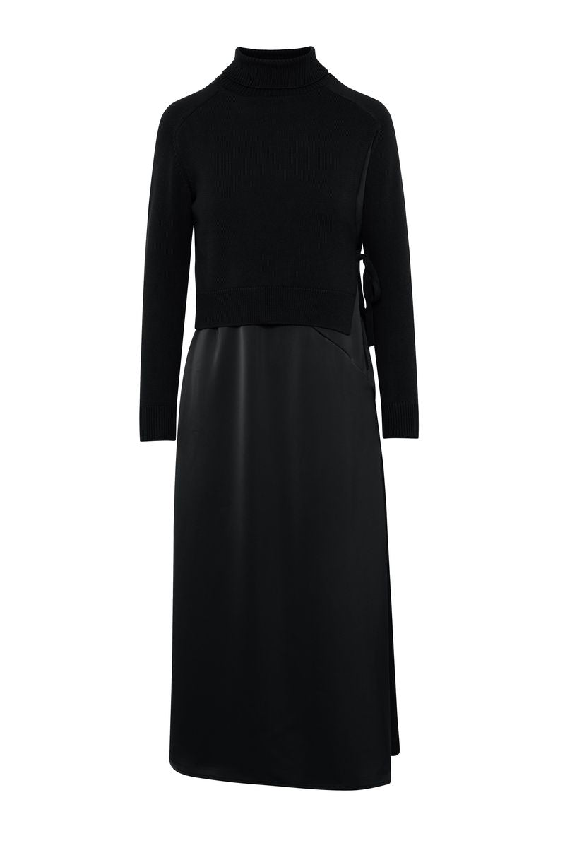 SATIN TURTLENECK DRESS
