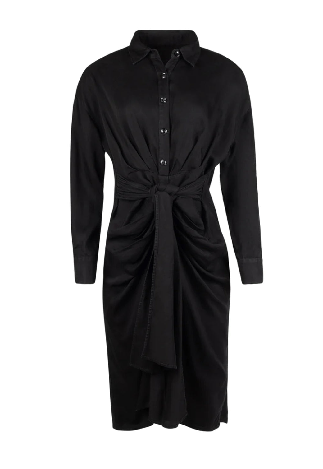 GATHERED WAISTED BUTTON DOWN DRESS