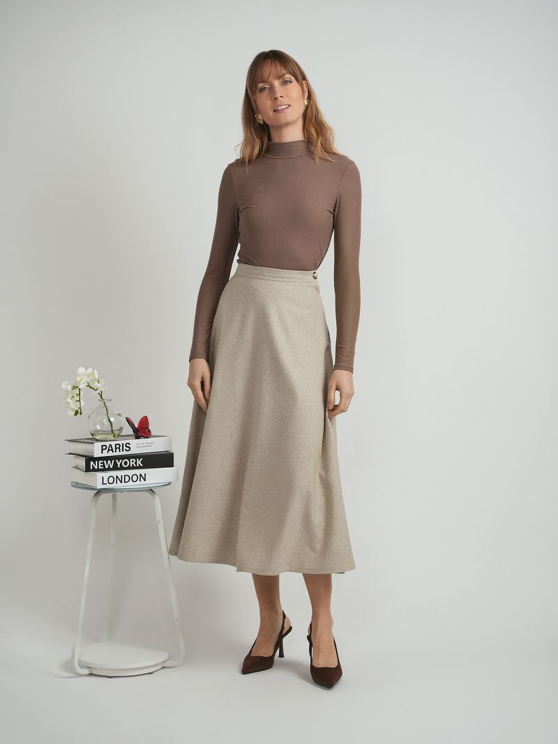 WOOL SIDE BUTTON SKIRT