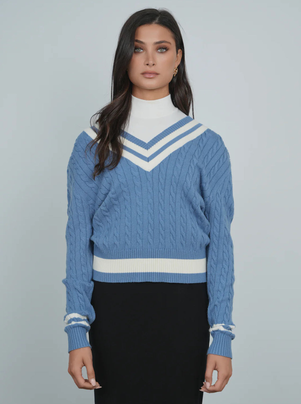 POINT CHUNKY KNIT VARSITY SWEATER