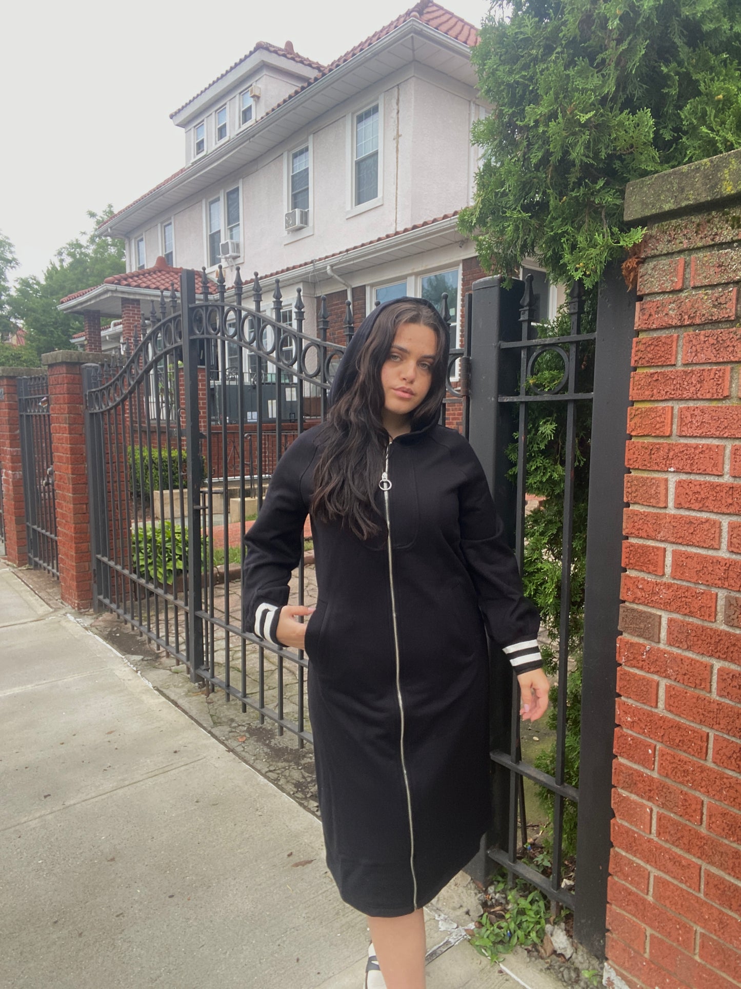 QUARTER ZIP SWEATSHIRT DRESS