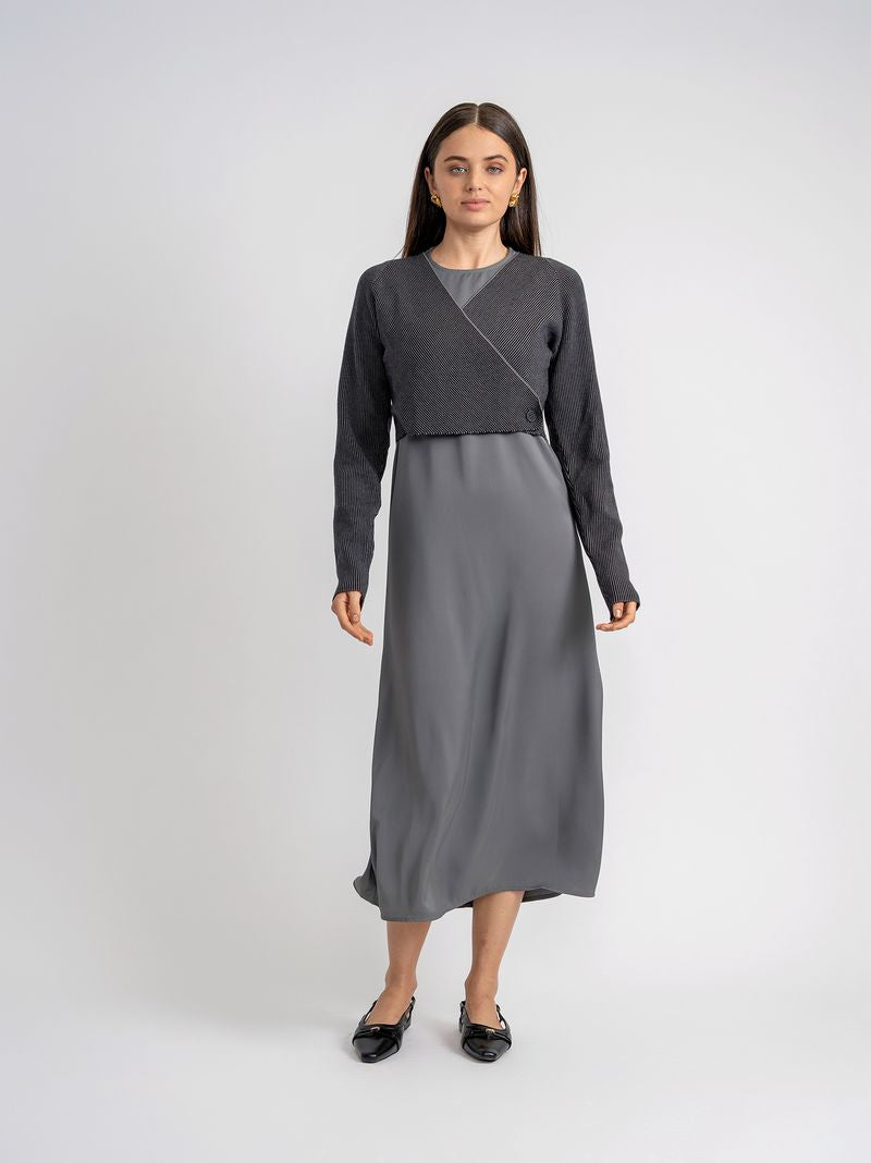 CROSSOVER RIBBED CARDIGAN