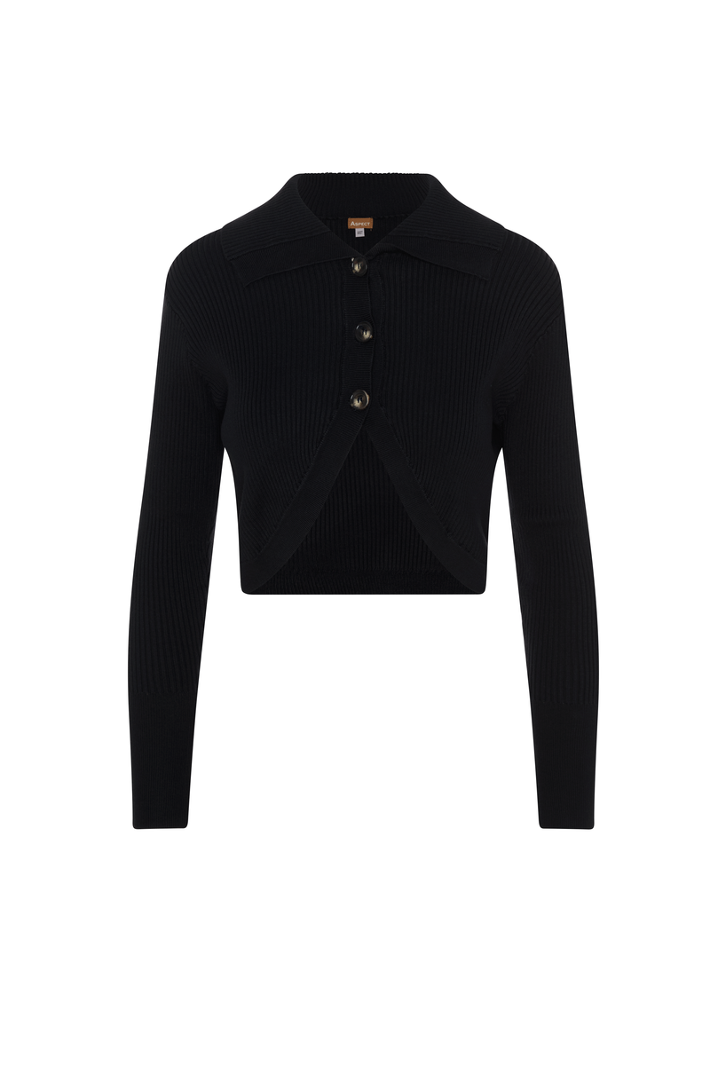 KNIT CARDI WITH COLLAR