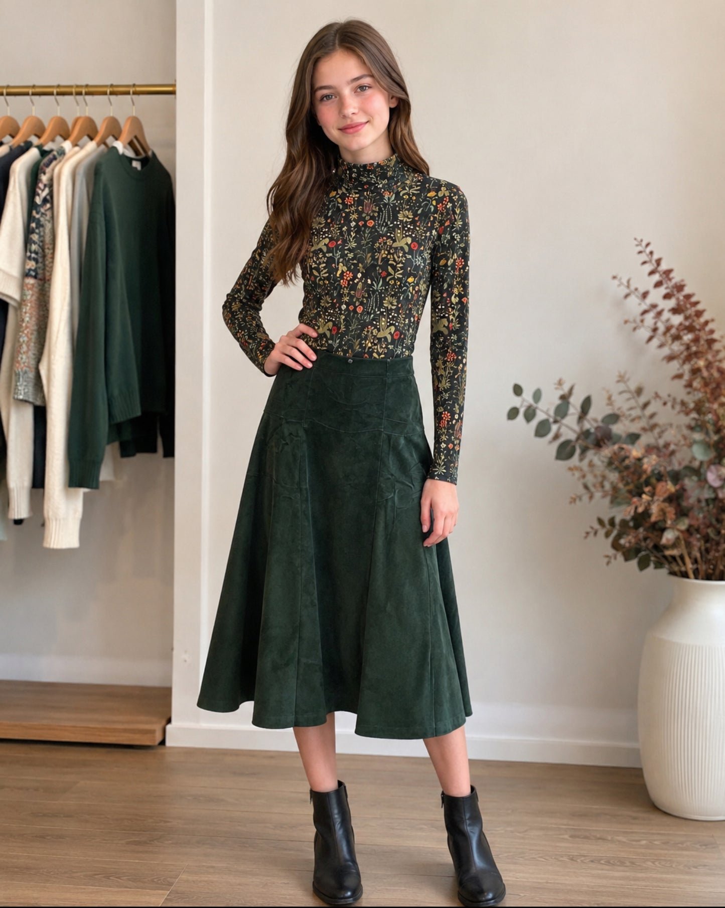 RUSTIC DROP PANELED CORDUROY SKIRT