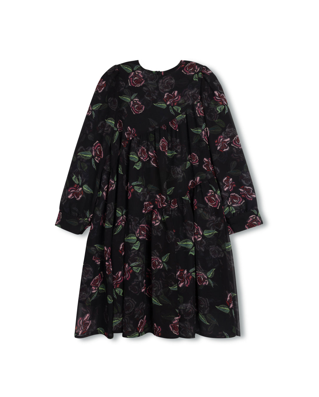 PRINTED SHEAR SIDE TIERED DRESS