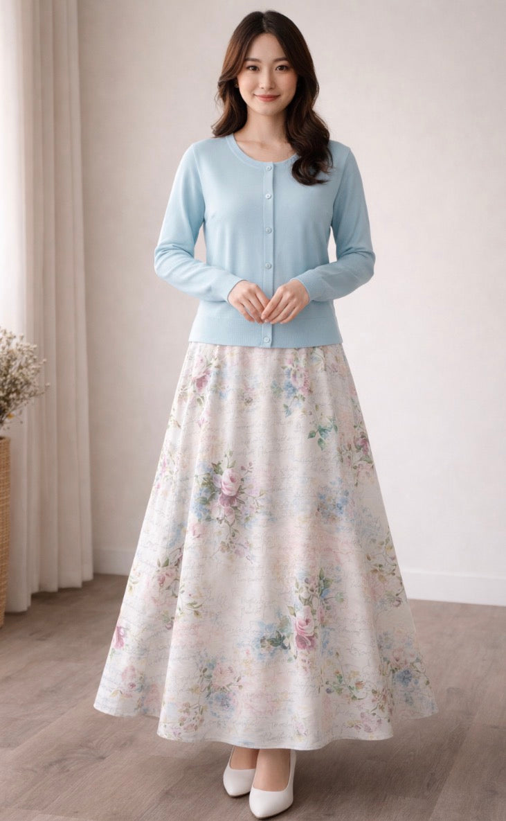PACHWORK SILK BELTED SKIRT