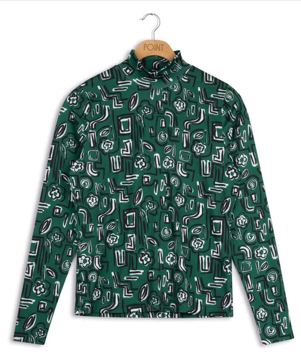 POINT PRINTED MOCK NECK