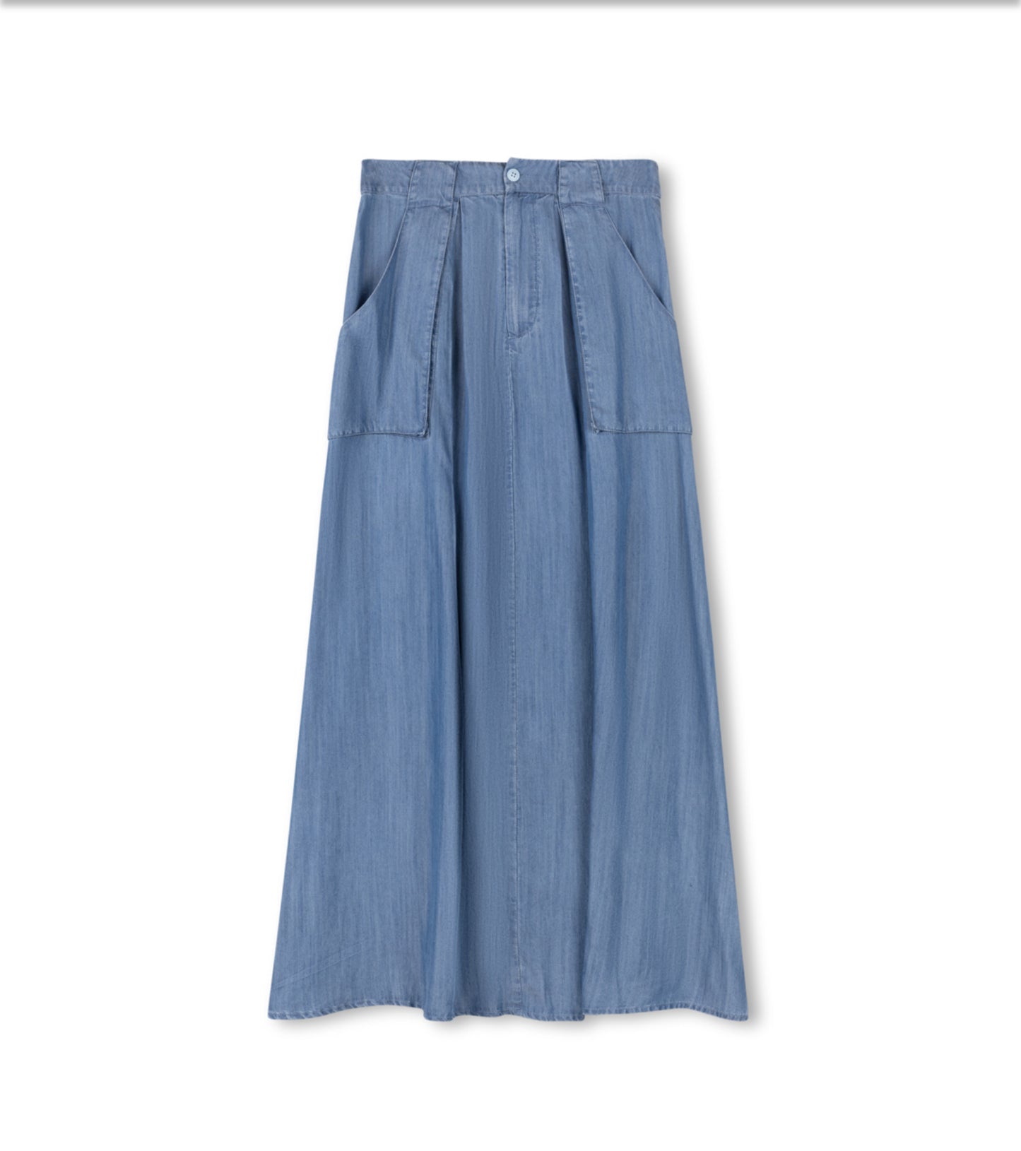 DENIM BELT LOOPED FLOWY SKIRT