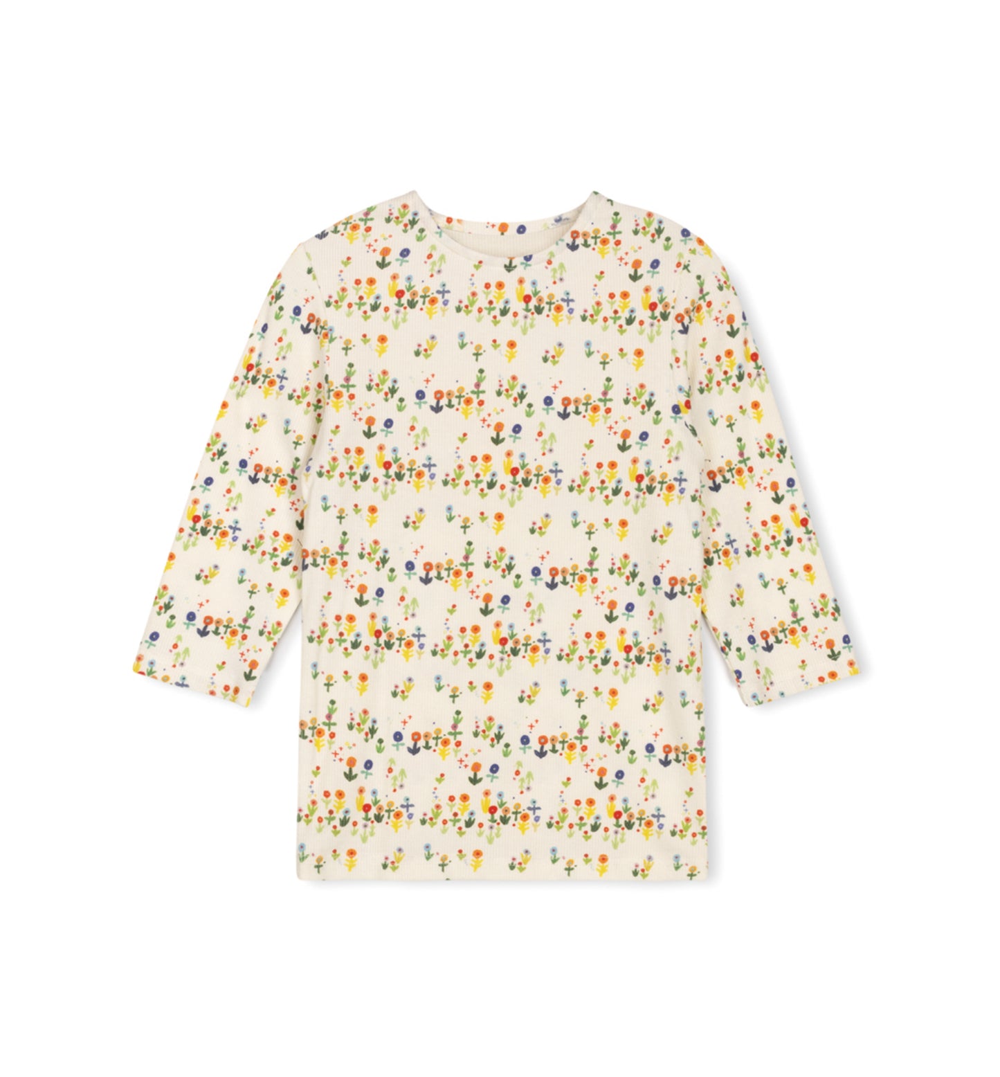 MULTICOLORED RIBBED FLORAL TEE