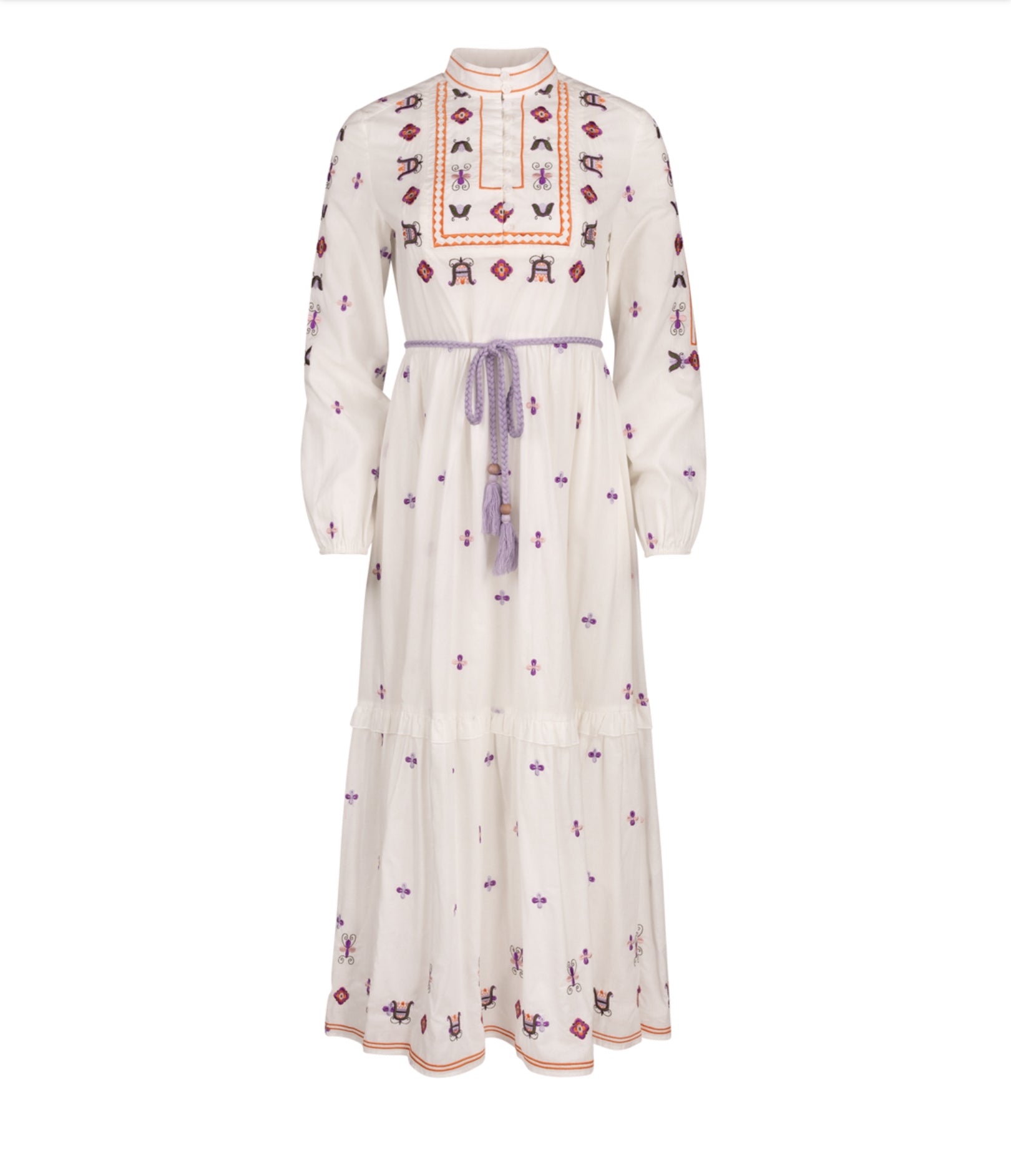 EMBROIDERED GAUZE MIDI DRESS EMBROIDERED GAUZE MIDI DRESS
