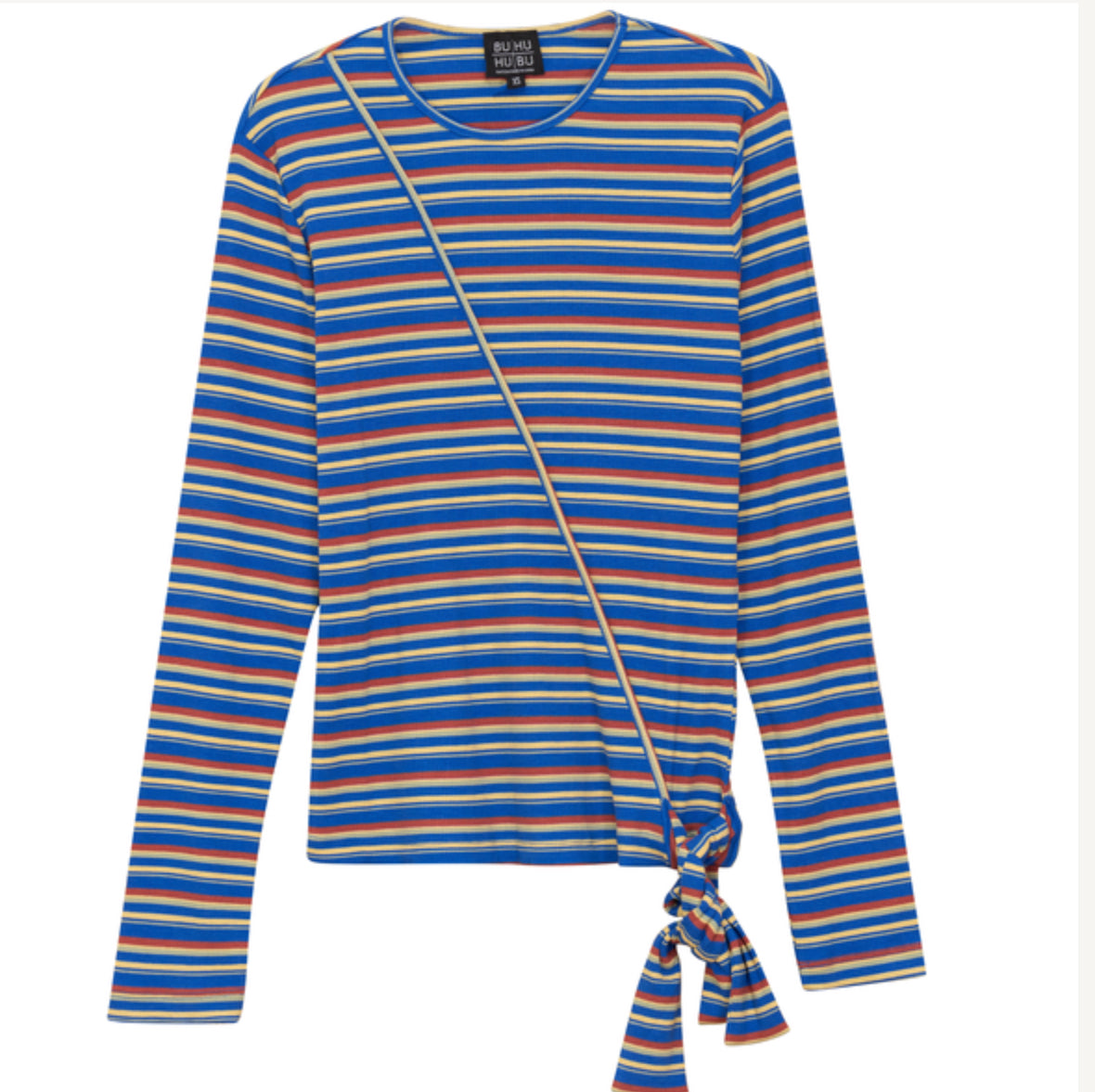 LADIES STRIPED WRAP TEE