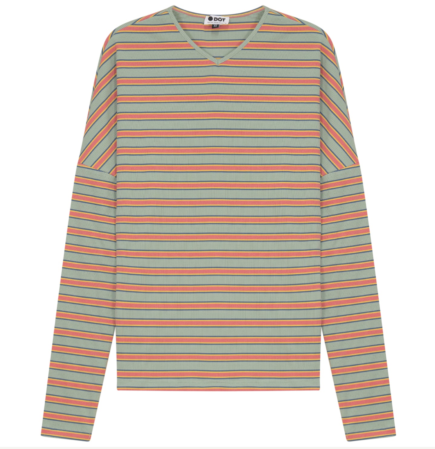 LADIES V NECK DOLMAN STRIPED TEE