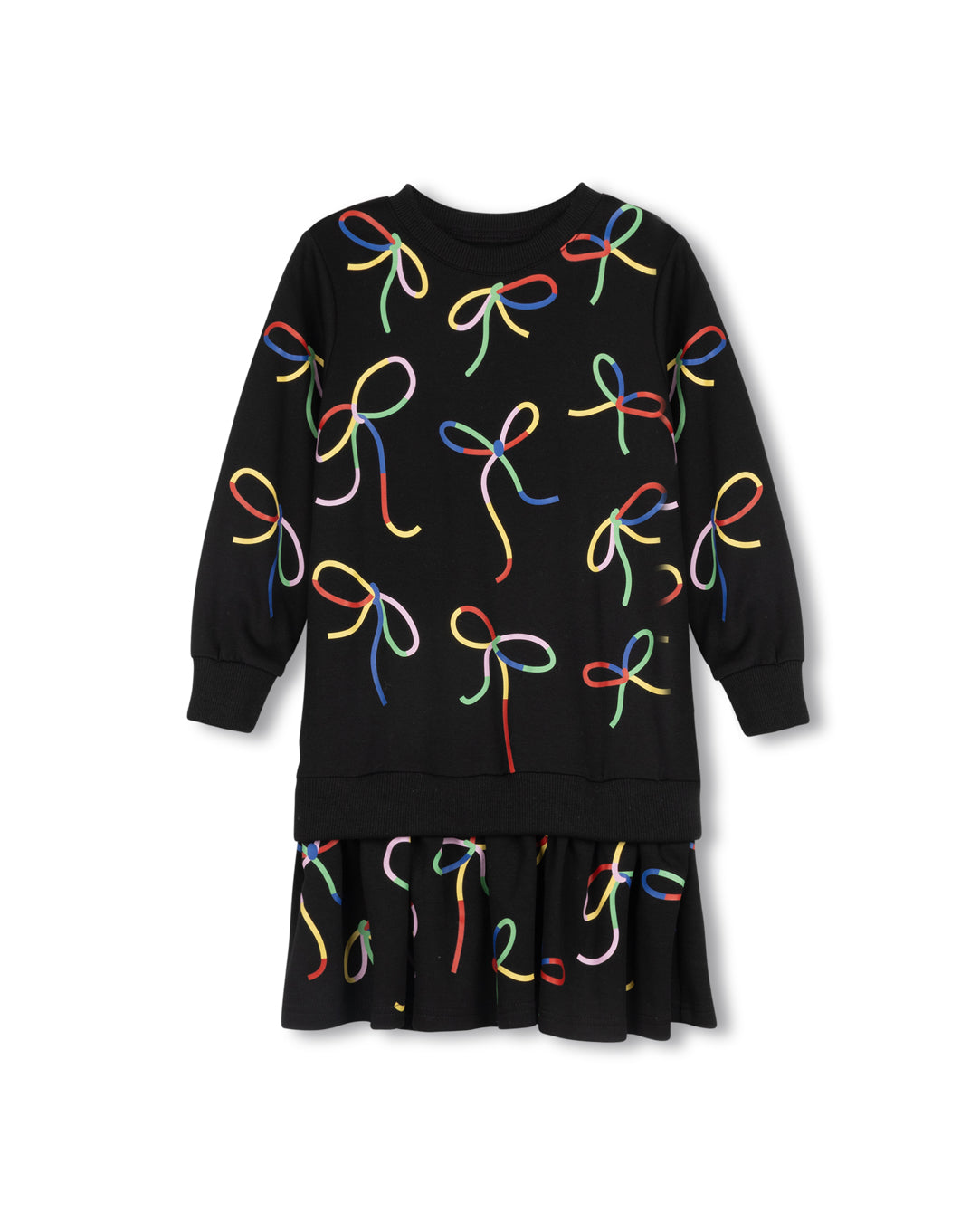 COLORFUL BOW SWEATSHIRT DRESS