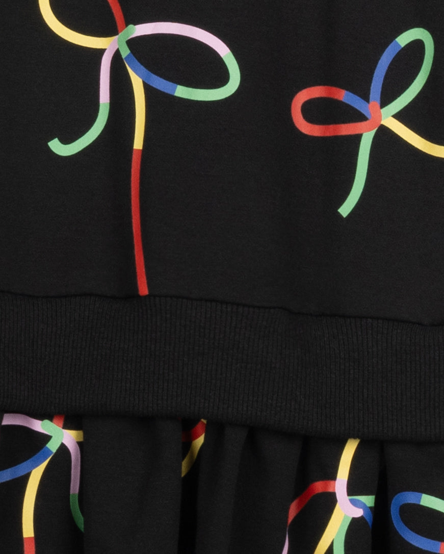 COLORFUL BOW SWEATSHIRT DRESS