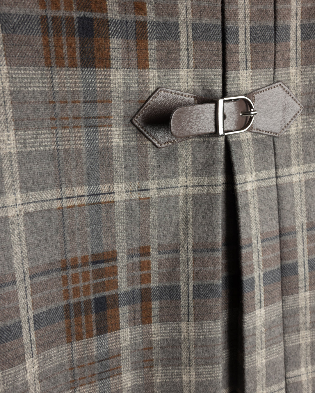 KATIE WOOL PLAID BUCKLE SKIRT