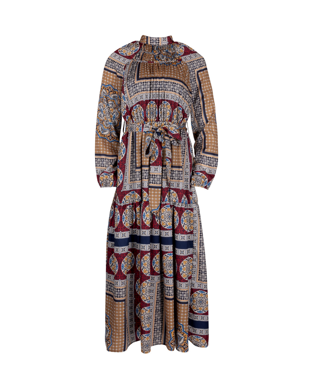 ABSTRACT PRINTED WAISTED DRESS